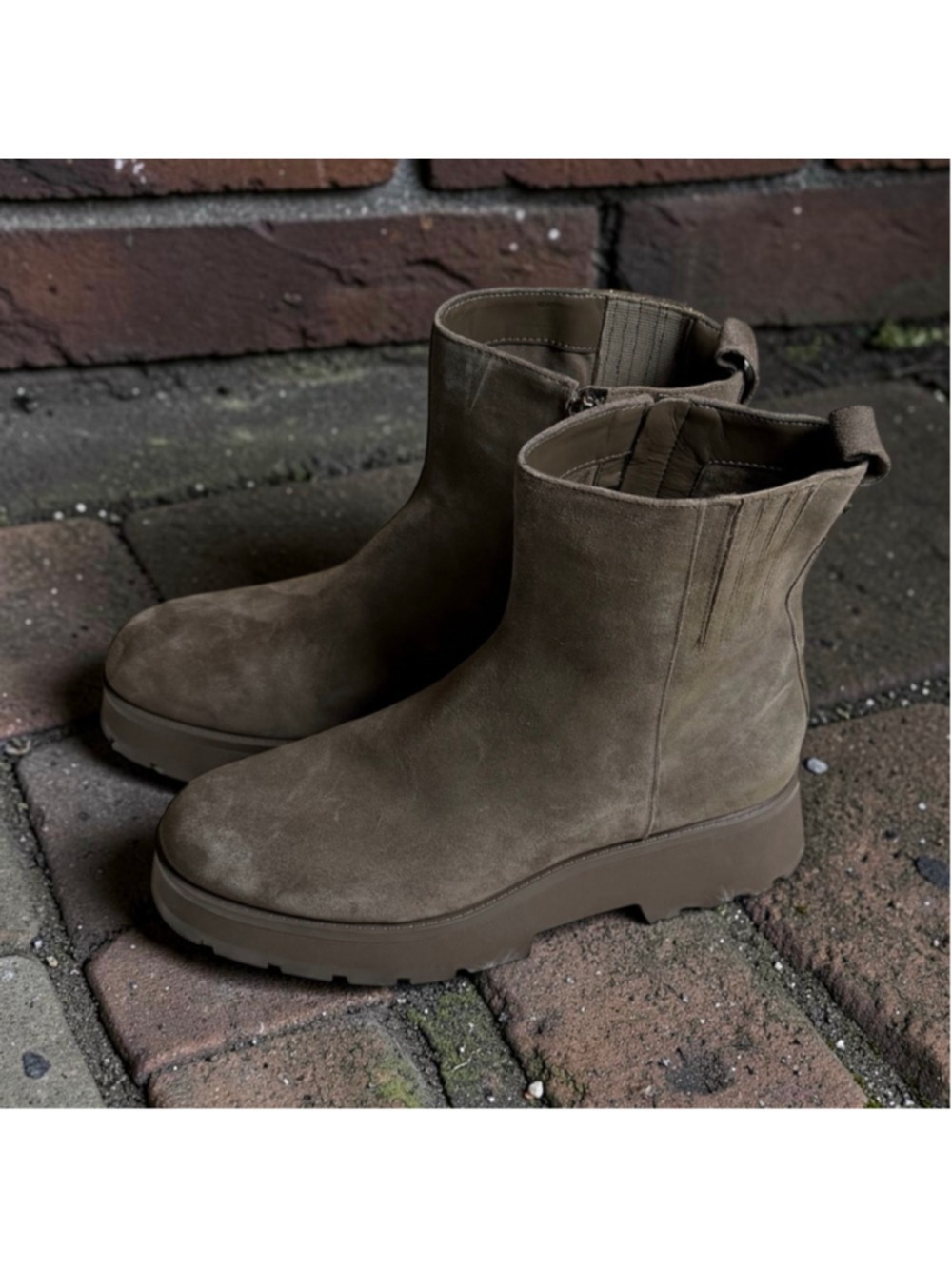 New Vince Camuto Neframes Taupe Beige Suede Ankle Boots Women’s Size 8/39 Fall